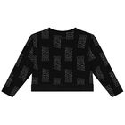 Girls Black Logo Long Sleeve Top, 1, hi-res