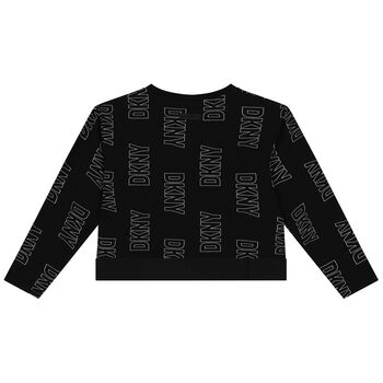 Girls Black Logo Long Sleeve Top