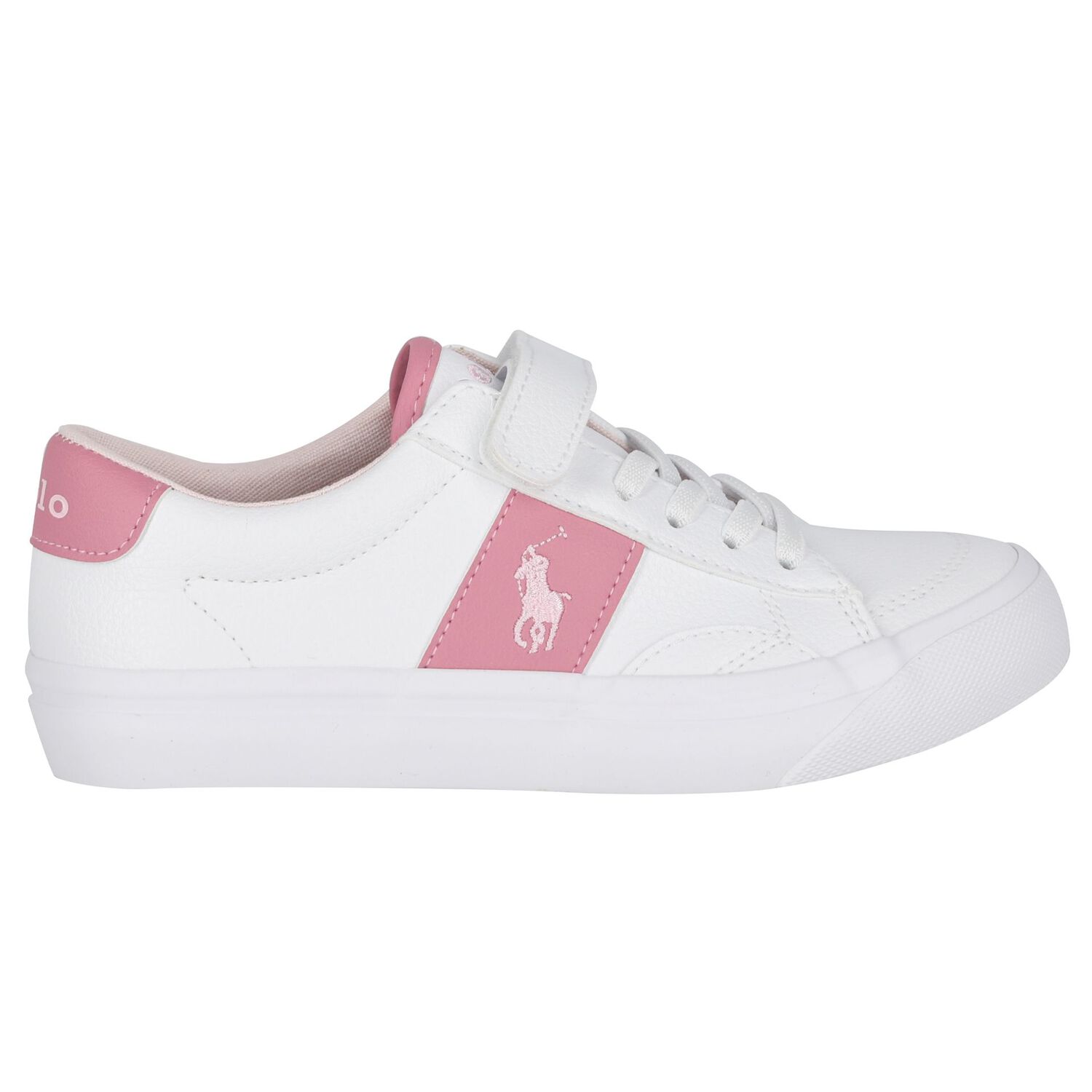 Girls White & Pink Logo Trainers, 1, hi-res image number null
