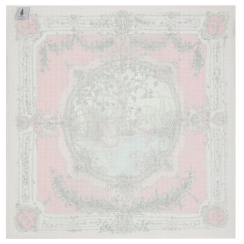 White & Pink Tapestry Swaddle Carré Blanket