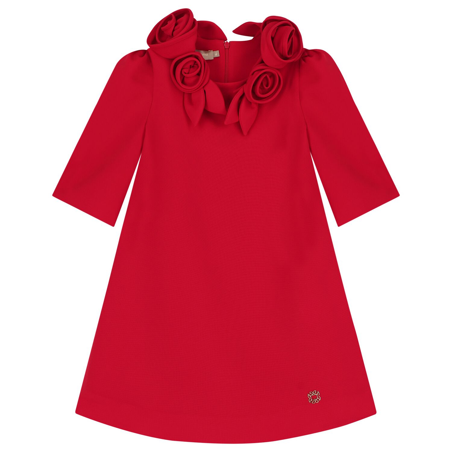 Girls Red Floral Logo Dress, 1, hi-res
