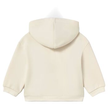 Younger Boys Ivory Dinosaur Hooded Zip Up Top