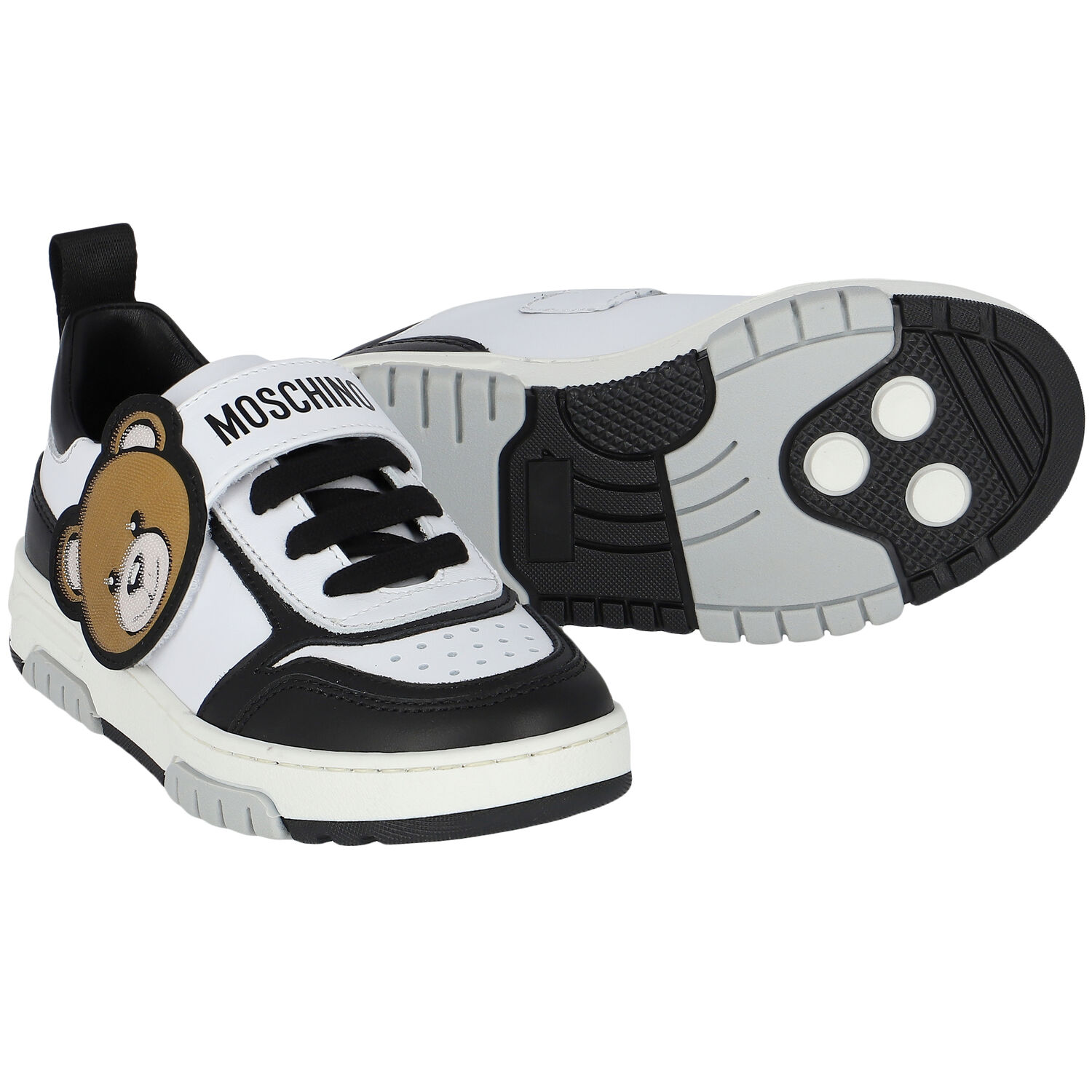 Black & White Teddy Bear Trainers, 1, hi-res image number null