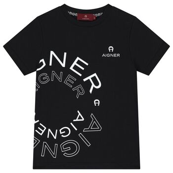 Aigner Boys Black Logo T-Shirt, 2 Boys Black Logo T-Shirt