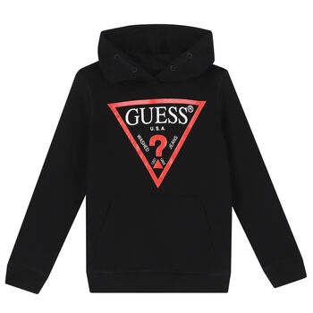 Boys Black Logo Hooded Top