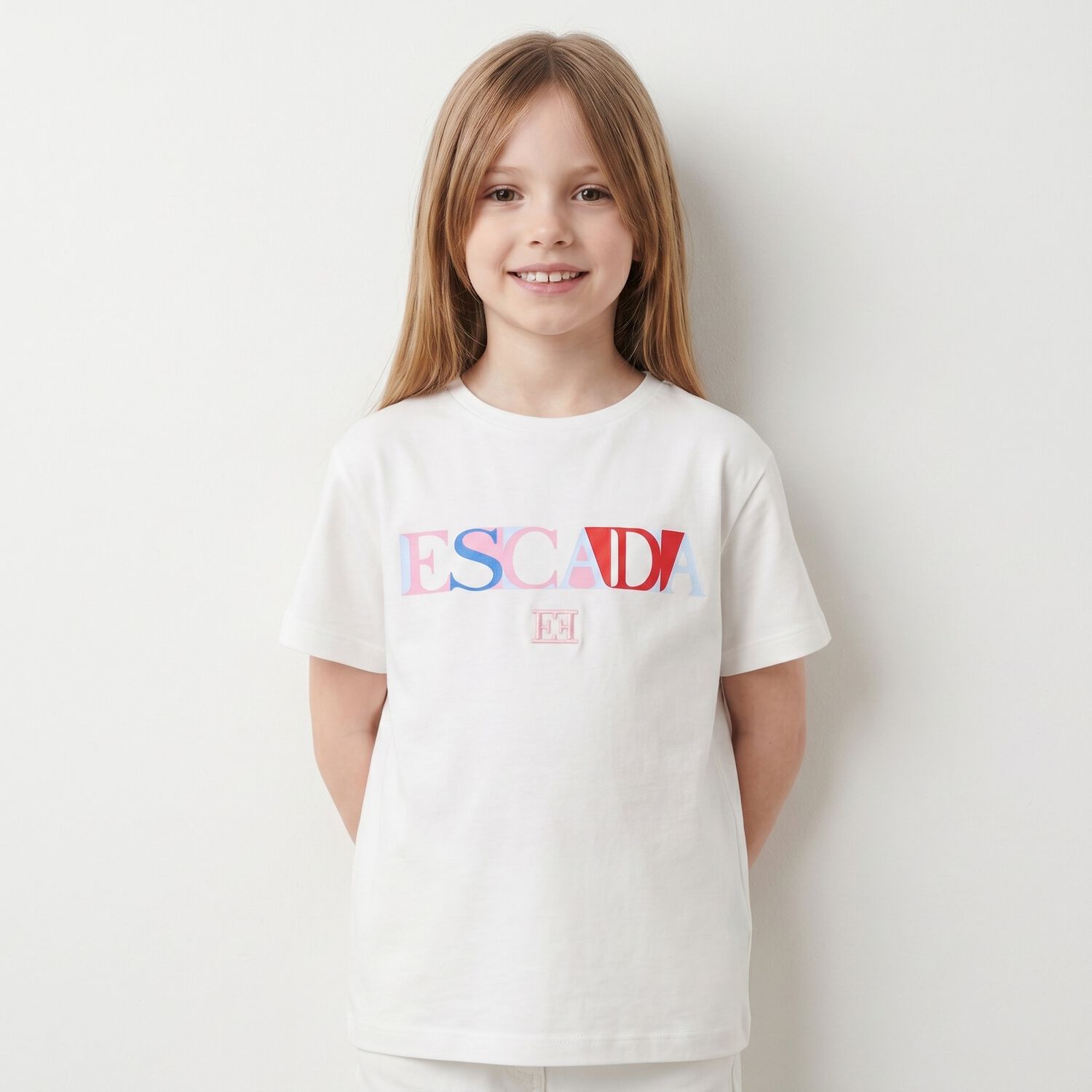 Girls White Logo T-Shirt, 1, hi-res