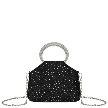 Girls Black Rhinestone Embellished Handbag ( 23cm )