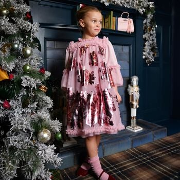 Girls Pink Tulle Floral Kristi Dress