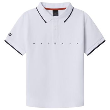 Boys White & Navy Blue Polo Shirt