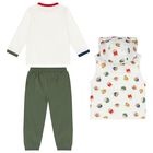 Baby Boys Ivory & Green Tracksuit (3 Piece), 1, hi-res