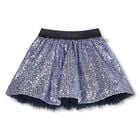 Girls Blue Sequinned Skirt, 1, hi-res