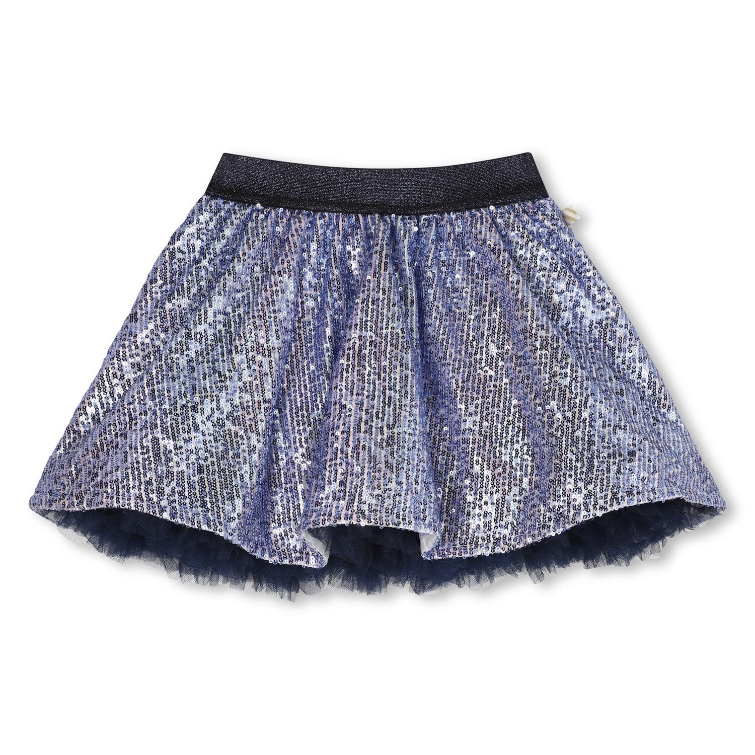 Girls Blue Sequinned Skirt, 1, hi-res