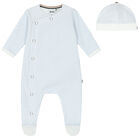 Boys White & Blue Monogram Babygrow & Hat Gift Set, 1, hi-res