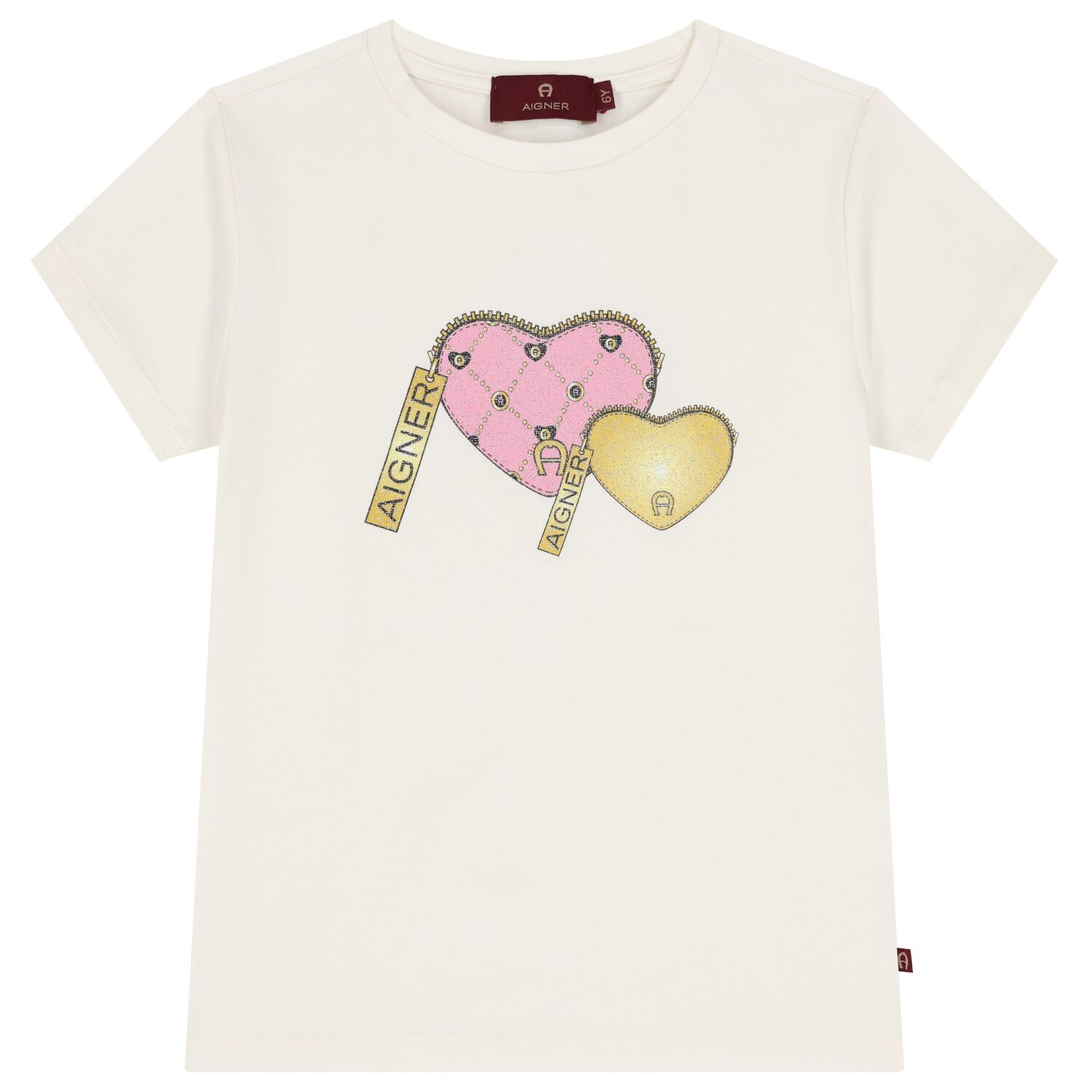 Girls Ivory Heart Bag T-Shirt, 1, hi-res