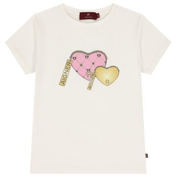 Girls Ivory Heart Bag T-Shirt