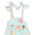 Girls Blue Floral Bow Dress, 1, hi-res
