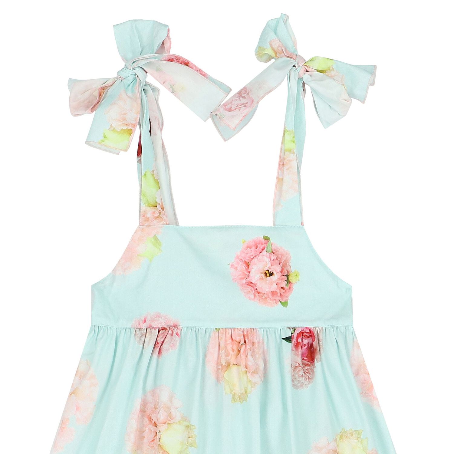 Girls Blue Floral Bow Dress, 1, hi-res image number null