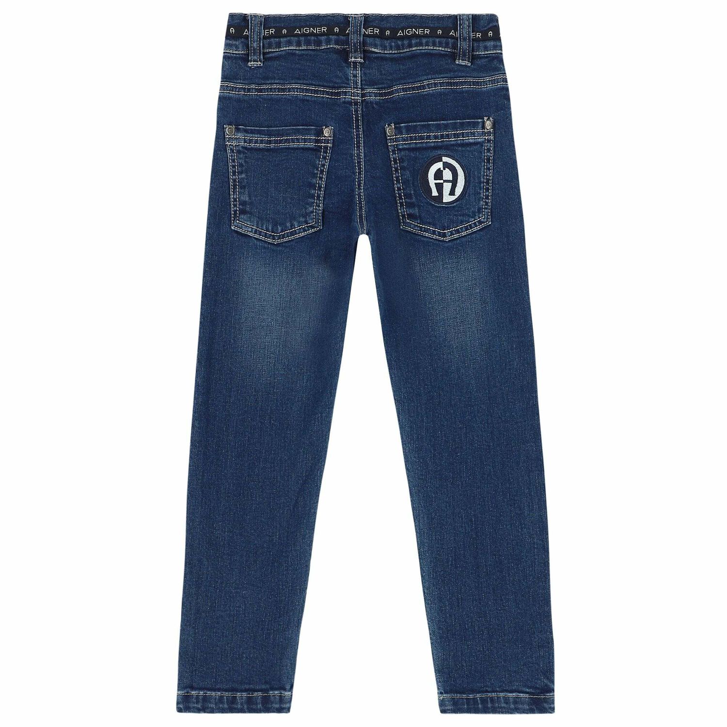 Boys Blue Denim Logo Jeans, 1, hi-res