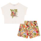 Girls Ivory Bird Shorts set, 1, hi-res