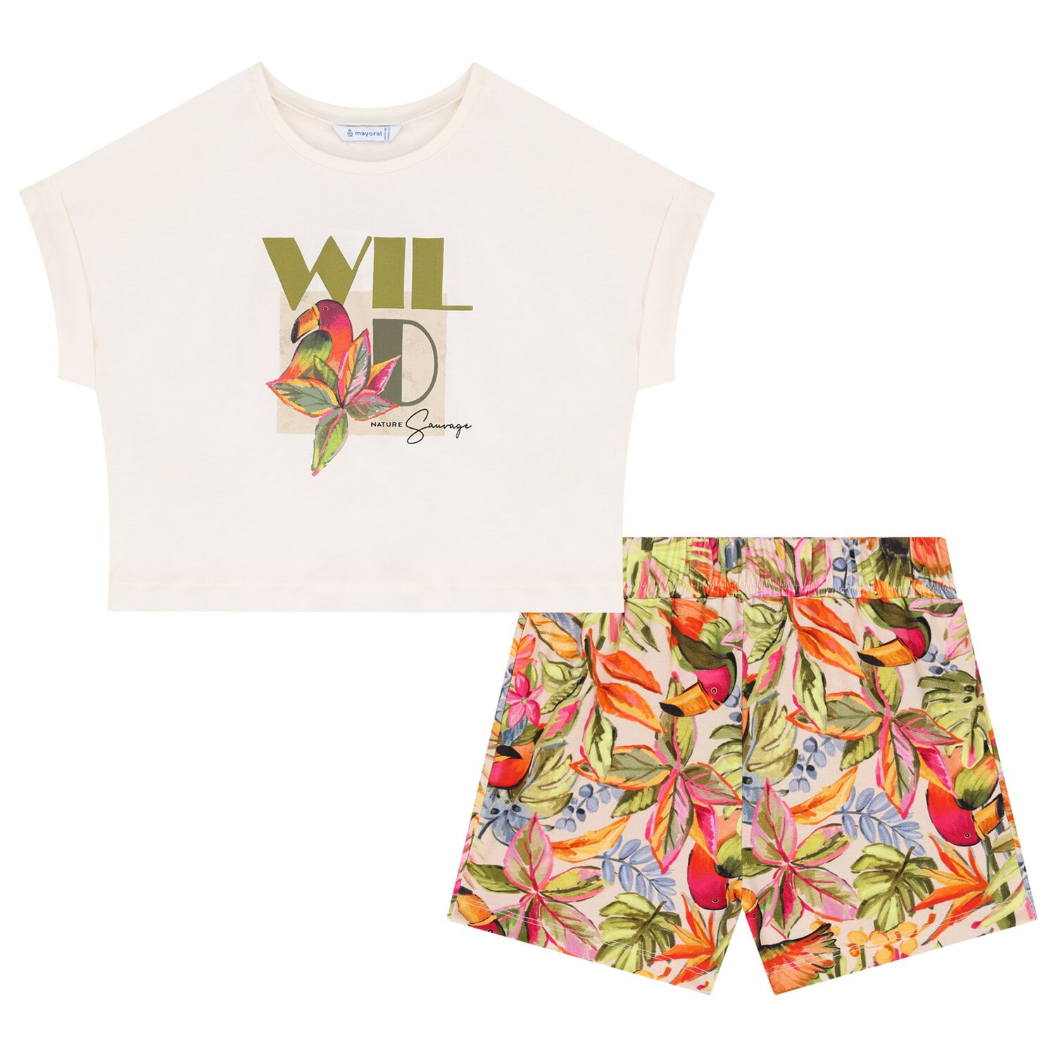 Girls Ivory Bird Shorts set, 1, hi-res image number null