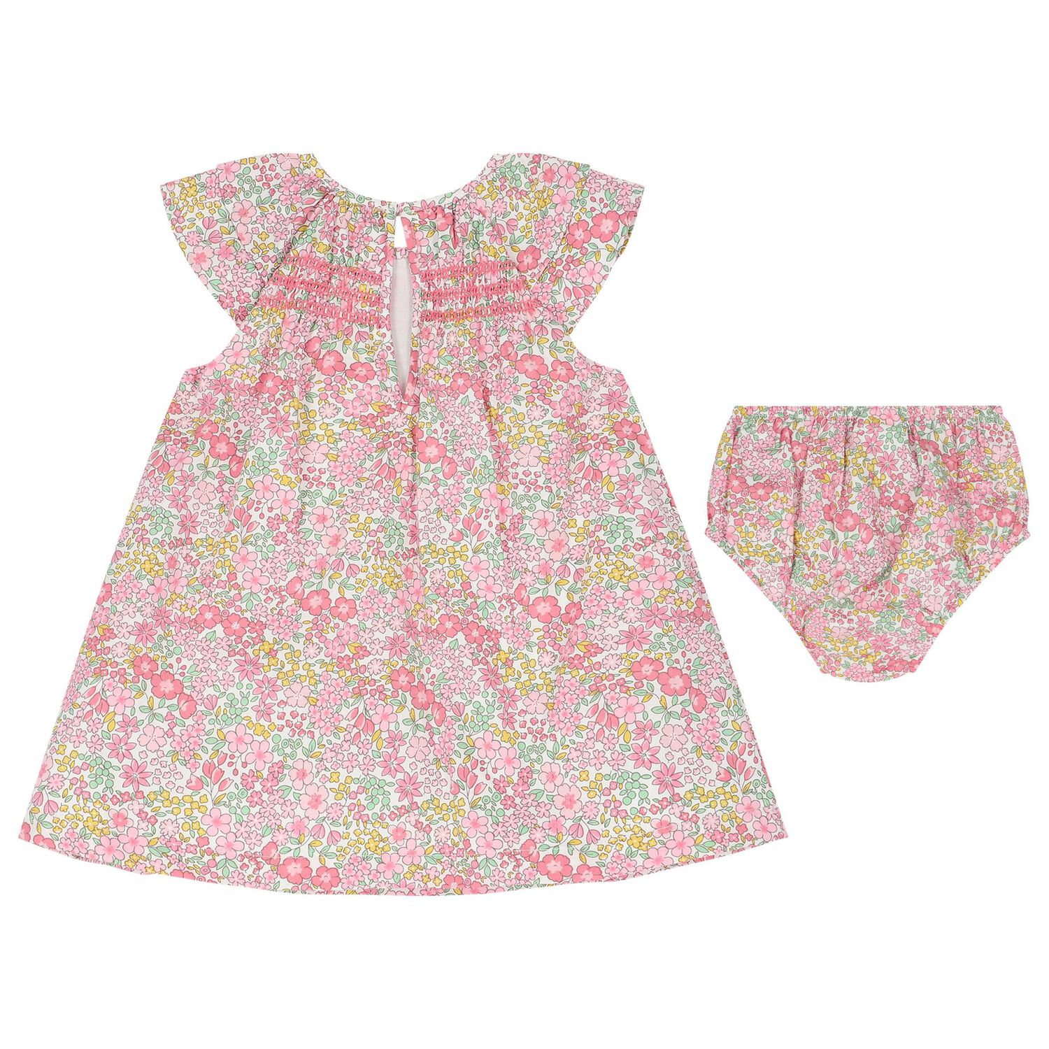 Baby Girls Pink Liberty Floral Dress Set, 1, hi-res