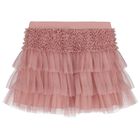 Girls Pink Tulle Ruffled Skirt, 1, hi-res