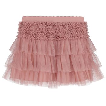 Girls Pink Tulle Ruffled Skirt