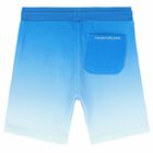 Boys Blue & White Logo Shorts, 1, hi-res