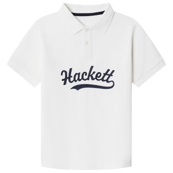 Boys White Logo Polo Shirt 