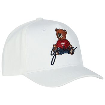 Boys White Teddy Bear Cap