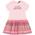 Younger Girls Pink Logo Dress, 1, hi-res