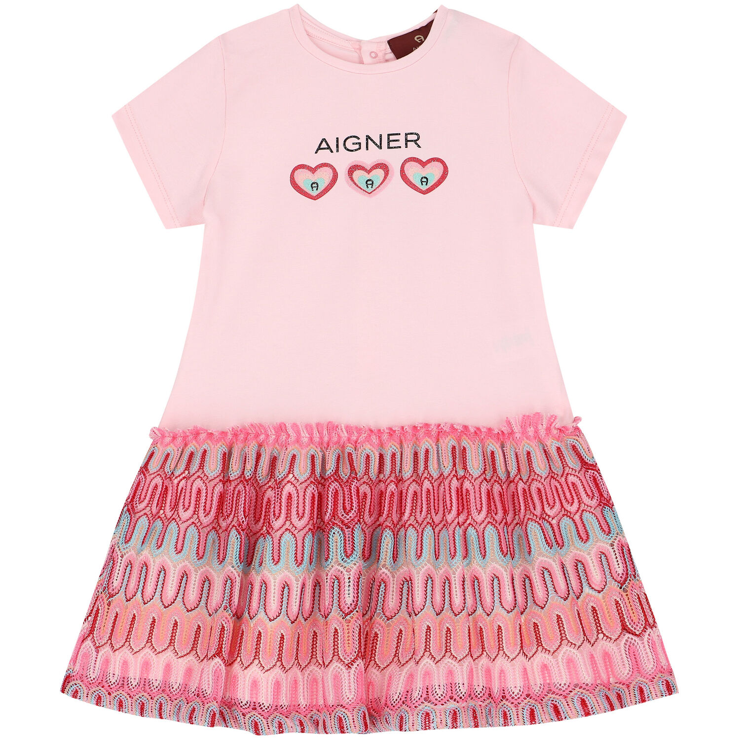 Younger Girls Pink Logo Dress, 1, hi-res