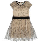 Girls Beige & Black Tulle Dress, 1, hi-res