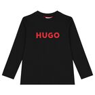 Boys Black Logo Long Sleeve Top, 1, hi-res
