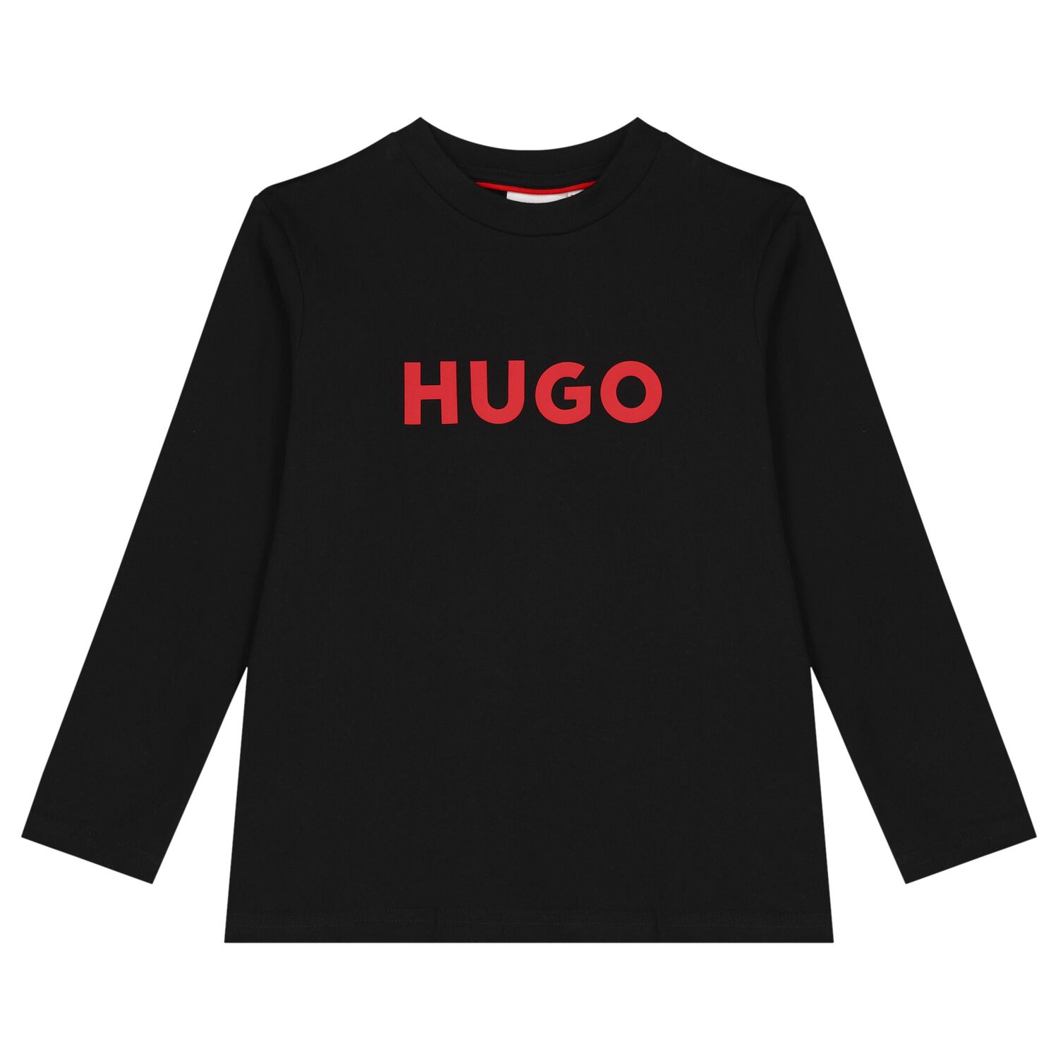Boys Black Logo Long Sleeve Top, 1, hi-res