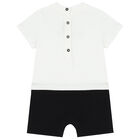 White & Black Logo Romper, 1, hi-res