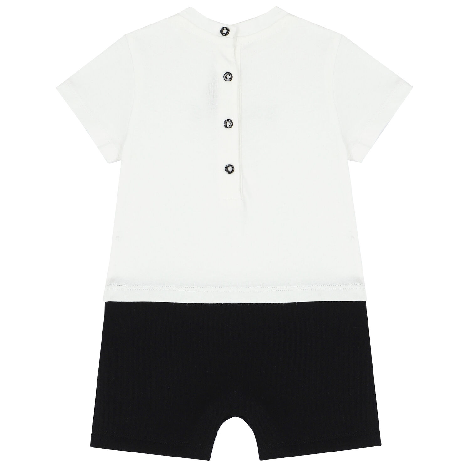 White & Black Logo Romper, 1, hi-res