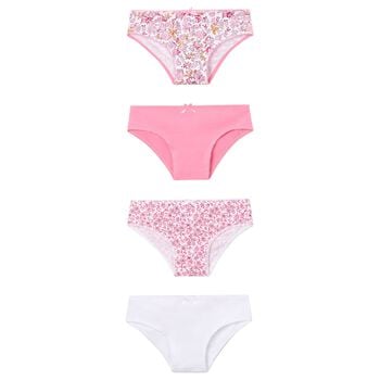 Girls White & Pink Knickers (4-Pack)