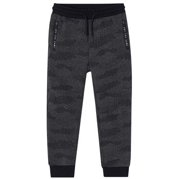 Boys Black Printed Joggers