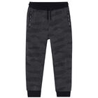 Boys Black Printed Joggers, 1, hi-res