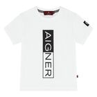 Younger Boys White Logo T-Shirt, 1, hi-res