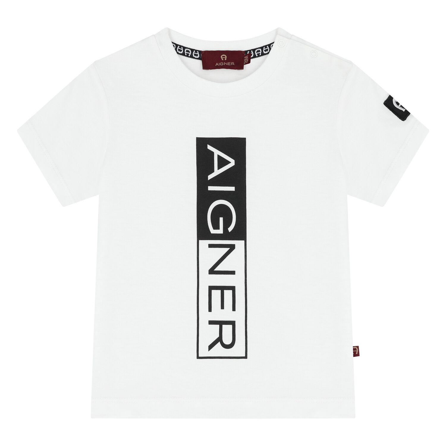 Younger Boys White Logo T-Shirt, 1, hi-res
