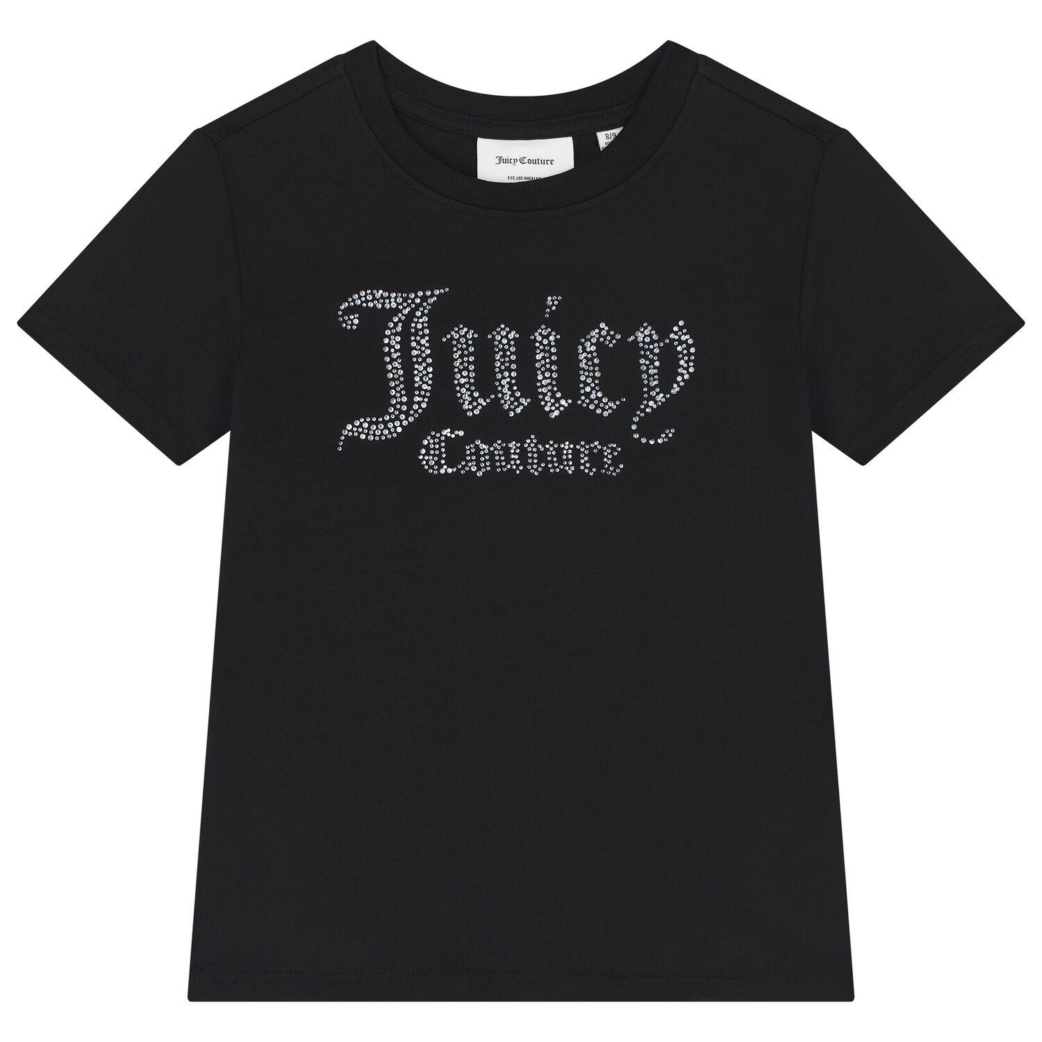 Girls Black Crystal Embellished Diamant&eacute; Logo T-Shirt, 2, hi-res
