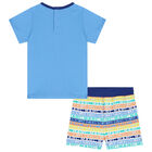 Younger Boys Blue Crossbody Bag Shorts Set, 1, hi-res
