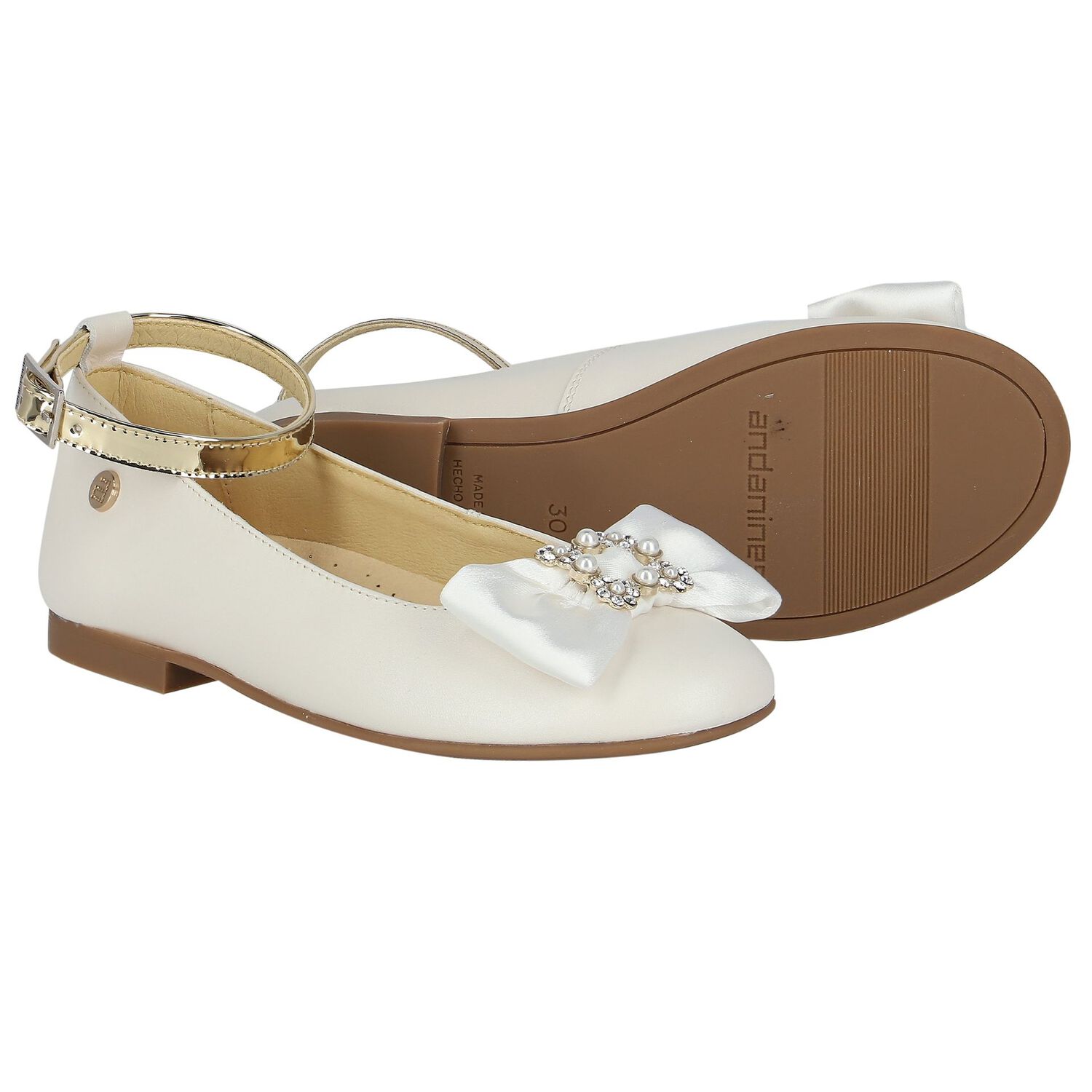 Girls Ivory Ballerina Bow Shoes, 2, hi-res image number null
