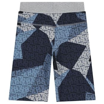 Boys Grey & Blue Logo Shorts