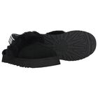 Girls Black Funkette Suede Slippers, 1, hi-res