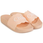 Girls Pale Pink Logo Sliders, 1, hi-res