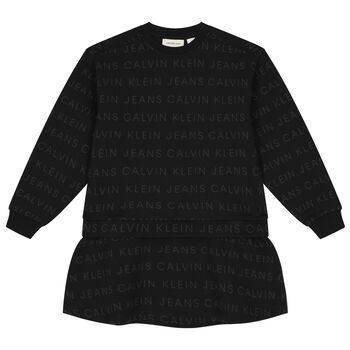 Girls Black Logo Dress