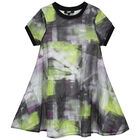 Girls Green, Black & Purple Mesh Logo 2 in 1 Dress, 1, hi-res